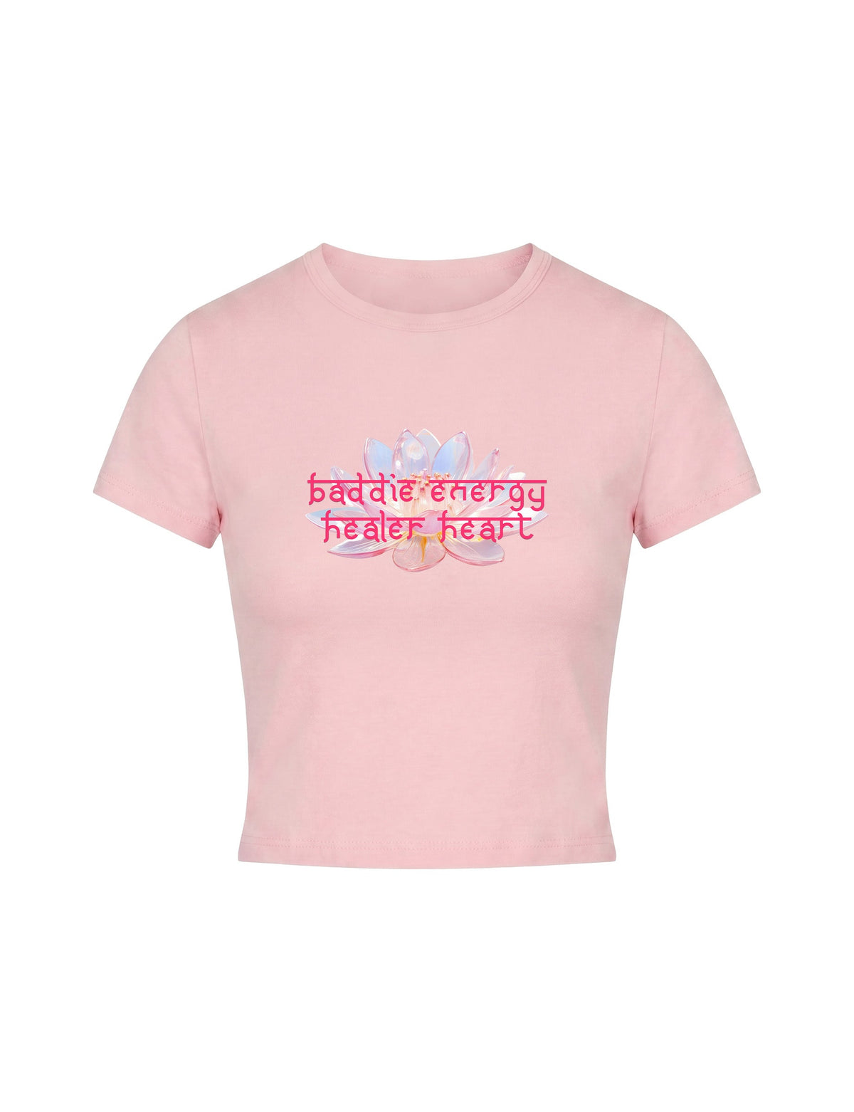 BADDIE ENERGY BABY TEE - BABY PINK